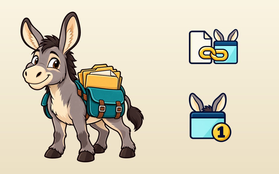 The FileAss donkey and its two palette icons