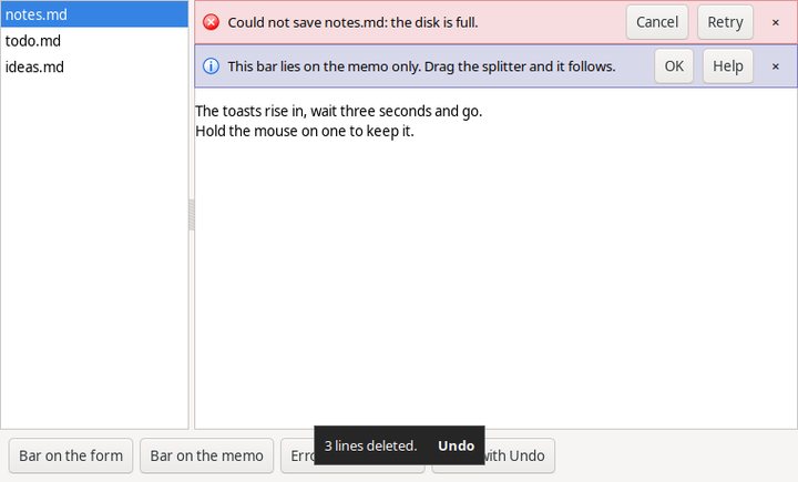 InfoBarToast demo